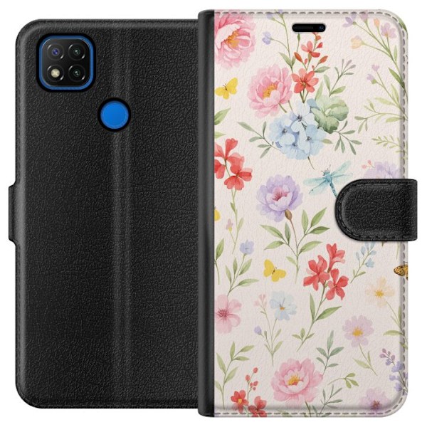Xiaomi Redmi 9C Plånboksfodral Blommor