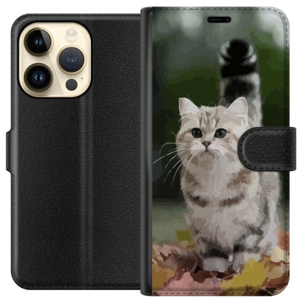 Apple iPhone 15 Pro Plånboksfodral Katt