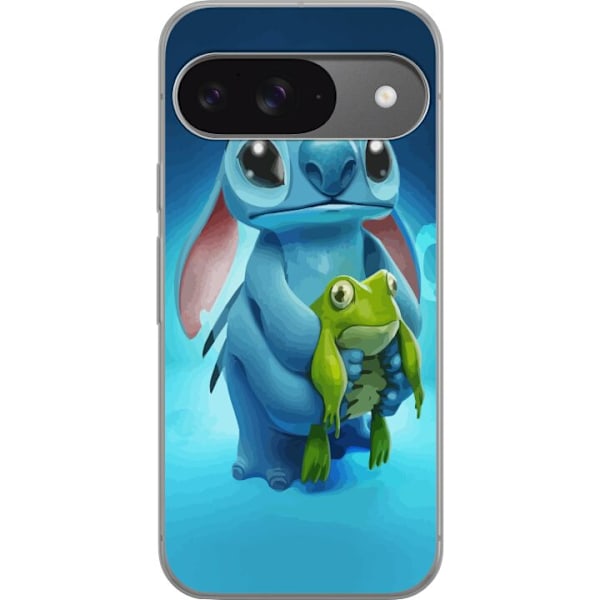 Google Pixel 9 Läpinäkyvä kuori Stitch ja sammakko