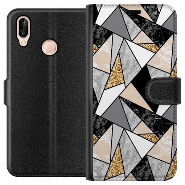 Huawei P20 lite Tegnebogsetui Marmorpapir