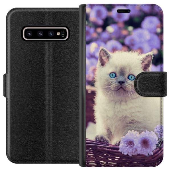 Kompatibelt Lommeboketui til Samsung Galaxy S10+ Katt