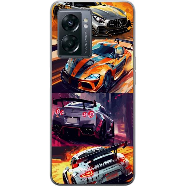 OnePlus Nord N300 Gennemsigtig cover Rallyfeber - fartfyldt motiv med rallybiler