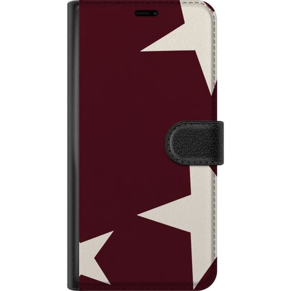 Kompatibelt Plånboksfodral till Apple iPhone 7 Plus Vinröda stjärnor röd