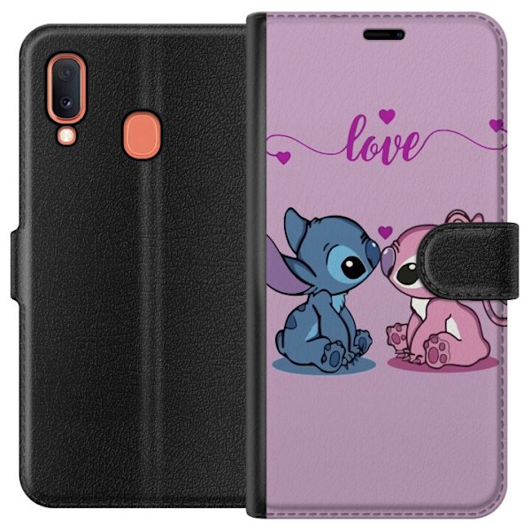 Samsung Galaxy A20e Tegnebogsetui Lilo & Stitch – Angel Edit