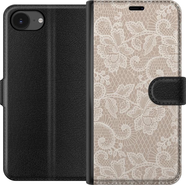 Kompatibel Tegnebogsetui til Apple iPhone 16e Beige blondemønster beige