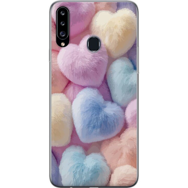 Samsung Galaxy A20s Genomskinligt Skal Hjärtan Kärlek Grafisk Design Romantiskt Motiv Populärt Symbol Grafiskt Mönster Dekoration
