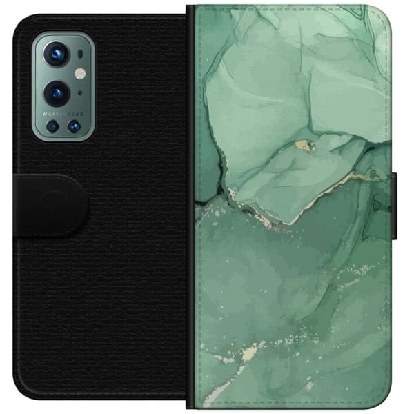 Kompatibelt Plånboksfodral till OnePlus 9 Pro Grön marmor