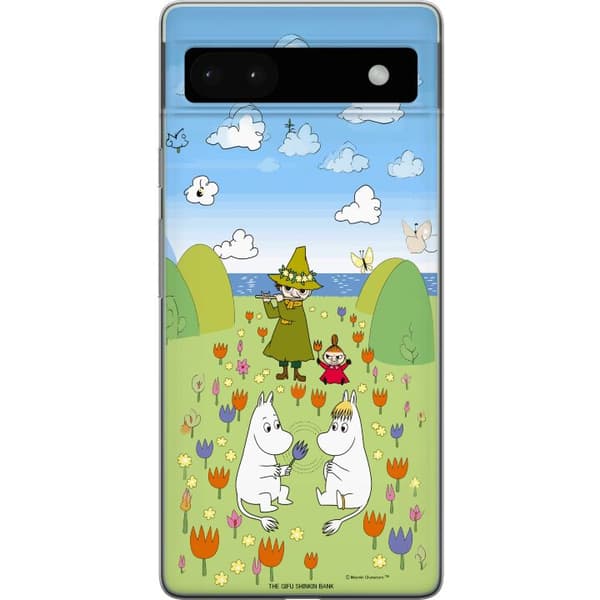 Kompatibelt Mobildeksel til Google Pixel 6a Mumin i blomsteräng grønn