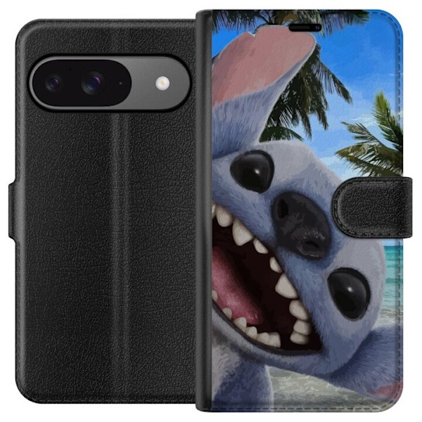 Google Pixel 9 Pro Lompakkokotelo Stitch-matkapuhelinkotelo, jossa on suloiset ystävyysmaalaukset.