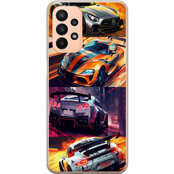 Samsung Galaxy A23 Läpinäkyvä kuori Ralli kuume - vauhdikas teema ralliautoilla