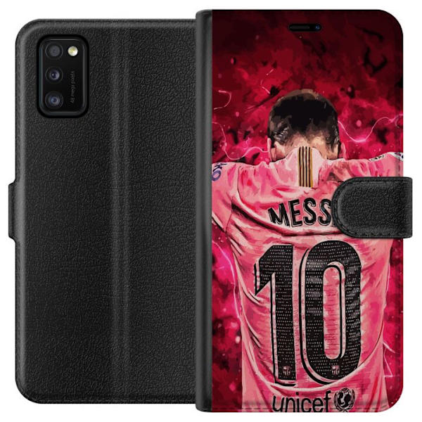 Samsung Galaxy A41 Tegnebogsetui Messi Fodbold Barcelona Argentina Motiv Legendarisk Spiller FC Barcelona Nummer 10 Sport Fodbold