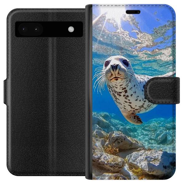 Google Pixel 6a Tegnebogsetui Salg Hav Svømning Dyremotiv Natur Vandmotiv Blåt Design Marin Tema Populært Motiv Dyreliv