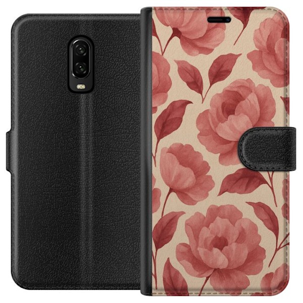 OnePlus 6T Tegnebogsetui Roseblomst