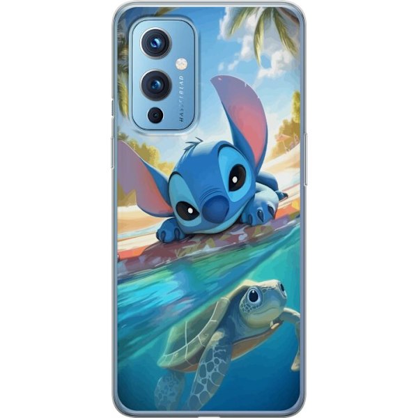 OnePlus 9 Genomskinligt Skal Stitch med sköldpadda – söt blå alien i tropisk strandmiljö från Disney