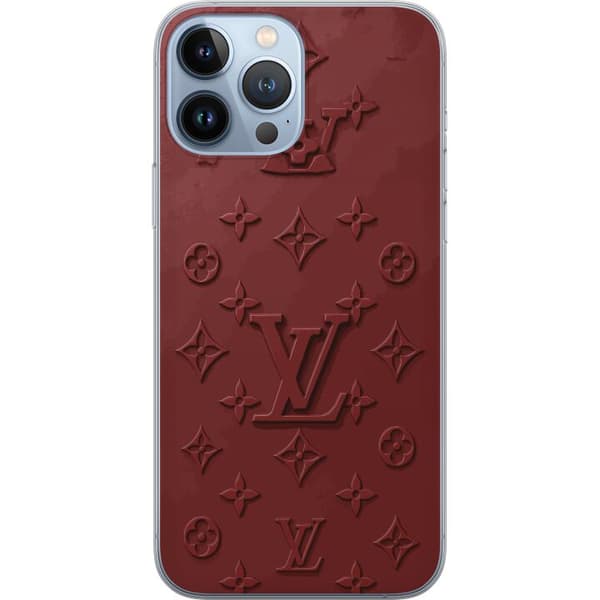 Kompatibelt Mobildeksel til Apple iPhone 13 Pro Max Luksuriøst Louis Vuitton-inspirert monogram i mørkerøde toner rød