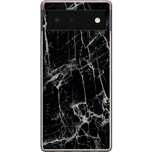 Google Pixel 6 Gjennomsiktig deksel Marmor Svart