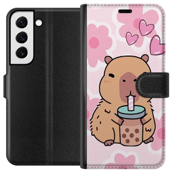 Samsung Galaxy S22+ 5G Tegnebogsetui Kawaii Capybara Hjerte An