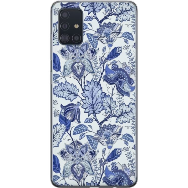 Samsung Galaxy A51 Gjennomsiktig deksel Blomster Blå...