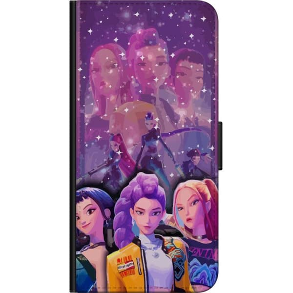 Kompatibel Tegnebogsetui til Xiaomi Redmi Note 9 Pro Farverigt pigegruppecollage med lilla, lyserøde og glitrende detaljer lilla