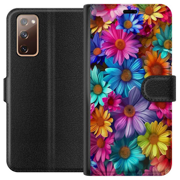 Samsung Galaxy S20 FE Plånboksfodral Gerbera Blommor Färgglad Dekor Blommotiv Populärt Heminredning Färg Rik Väggkonst Design