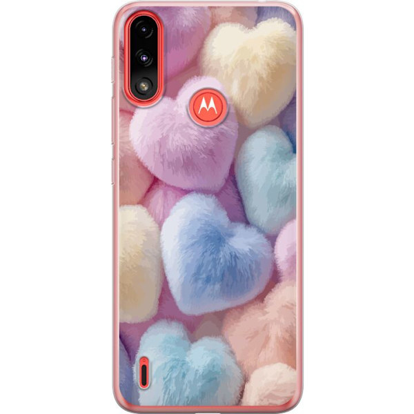Motorola Moto E7 Power Genomskinligt Skal Hjärtan Kärlek Grafisk Design Romantiskt Motiv Populärt Symbol Grafiskt Mönster Dekoration