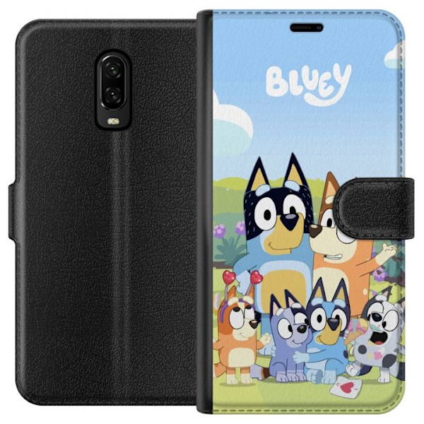 OnePlus 6T Plånboksfodral Bluey mobilskal med hela familjen i färgglad design