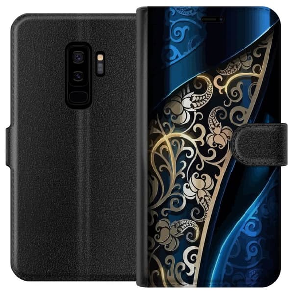 Kompatibelt Plånboksfodral till Samsung Galaxy S9+ Blå och Guld