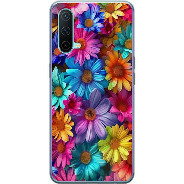 OnePlus Nord CE 5G Genomskinligt Skal Gerbera Blommor Färgglad Dekor Blommotiv Populärt Heminredning Färg Rik Väggkonst Design