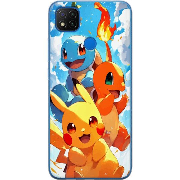 Xiaomi Redmi 9C NFC Läpinäkyvä kuori Pocket Creatures - innoittanut Pokémonista mainitsematta nimeä
