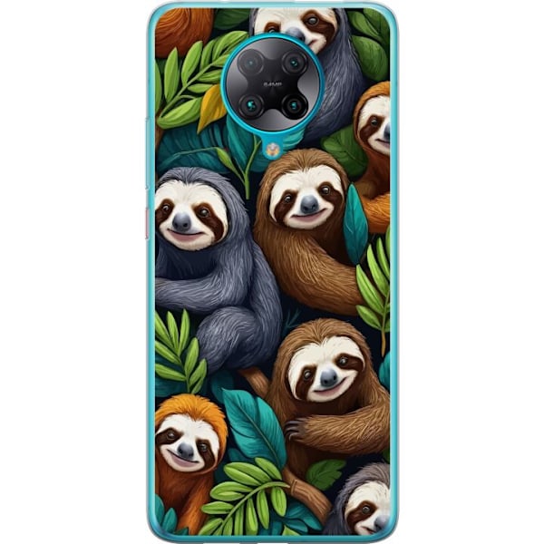 Xiaomi Poco F2 Pro Gennemsigtig cover Sengångarstil - afslappet motiv med sød dovendyr