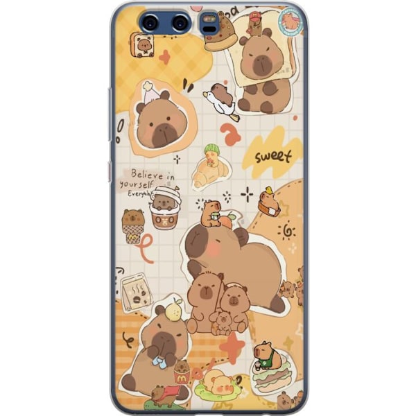 Huawei P10 Gennemsigtig cover Kawaii capybara mobilskal med gulliga djurmotiv