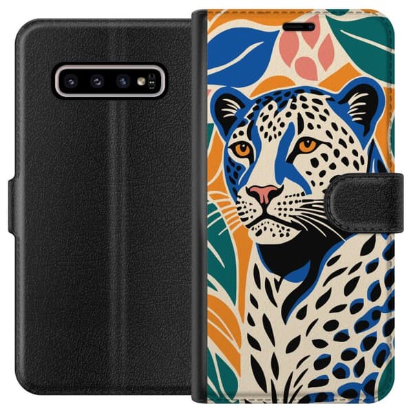 Kompatibelt Lommeboketui til Samsung Galaxy S10+ Majestetisk Leopard
