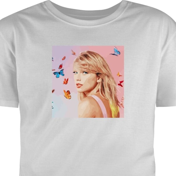 Barn-T-skjorte | Komfortabel T-skjorte for Barn Taylor Swift Fjärillar grå 9-11 År