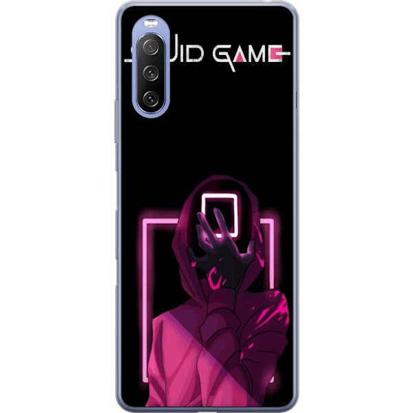 Sony Xperia 10 III Lite Genomskinligt Skal Squid Game Tema Populär Serie Motiv Grafiskt Ikoniskt Design Asiatisk Popkultur Spänning Drama