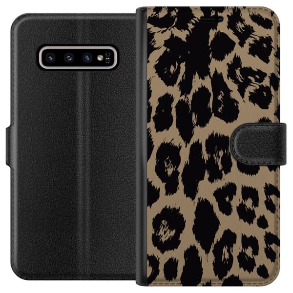 Kompatibelt Lommeboketui til Samsung Galaxy S10+ Leopard
