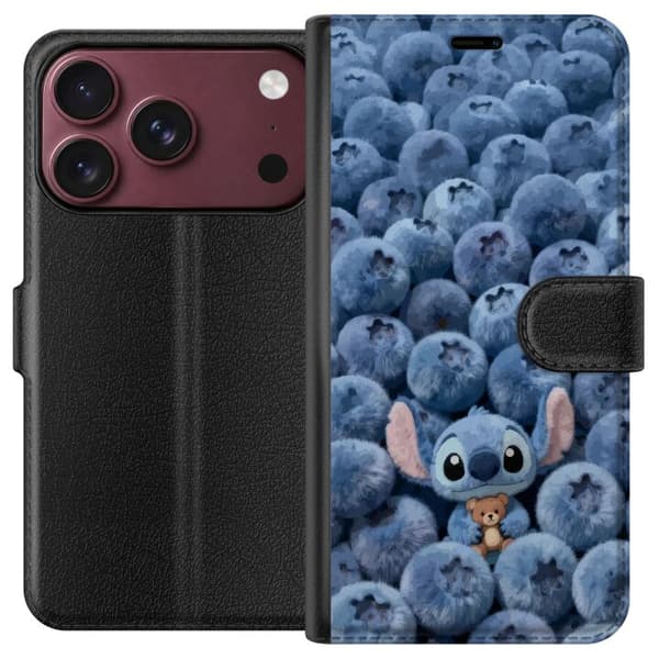 Kompatibelt Lommeboketui til Apple iPhone 18 Pro Max Søt fluffy blå figur med liten bamse blant myke blåbær blå