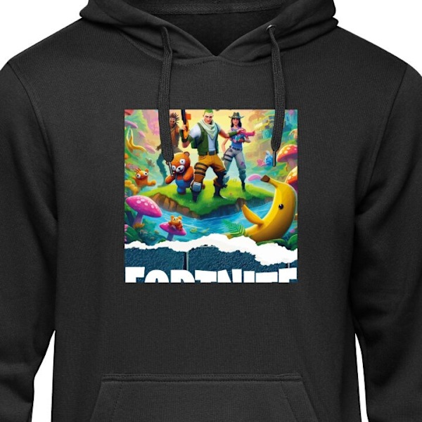 Barn-Hoodie | Mjuk Huvtröja för Barn Fortnite svart 12-13 År