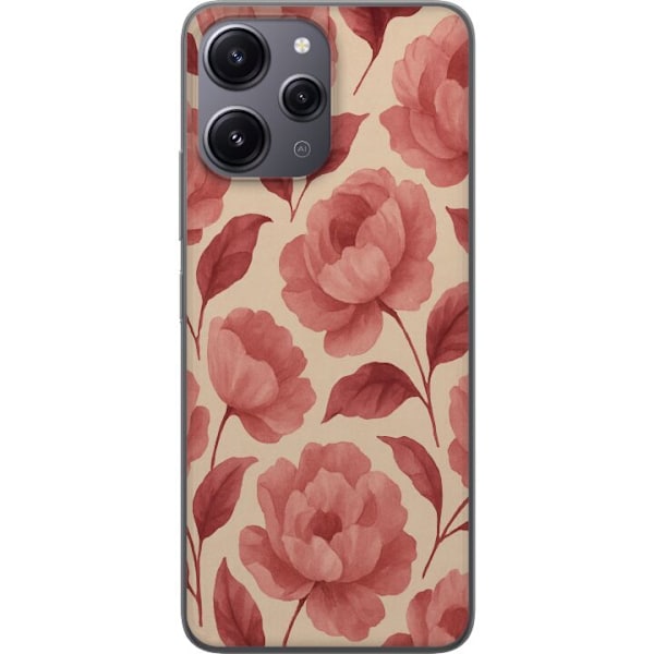Xiaomi Redmi 12 Gennemsigtig cover Roseblomst