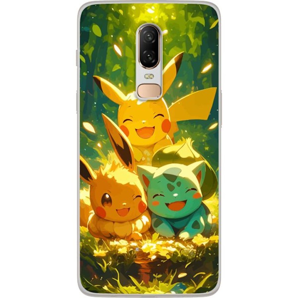 OnePlus 6 Genomskinligt Skal Pixelmonster spelstil – färgstark design för retroälskande gamers
