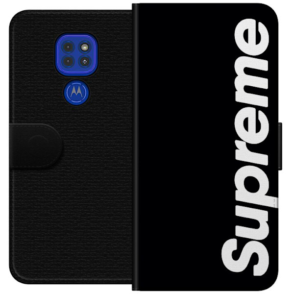 Motorola Moto G9 Play Lompakkokotelo Supreme Musta Valkoinen Streetwear Suunnittelu Klassinen Muoti-ikoni Trendi Urbani Tyyli Graafinen Motiivi Suosit