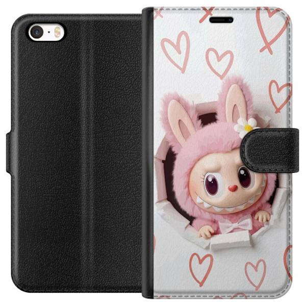 Apple iPhone 5s Lompakkokotelo Labubu Sydän Taustakuva Pop Mart Rakkausteema Hahmodesign Suosittu Motiivi Keräilytaideteossarja