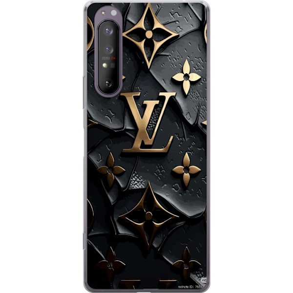Sony Xperia 1 II Läpinäkyvä kuori Louis Vuitton Tumma tila Suunnittelu Musta Ylellisyys Tyyli Muoti Suosittu Graafinen Kuvio Muotisymboli Luksusbr