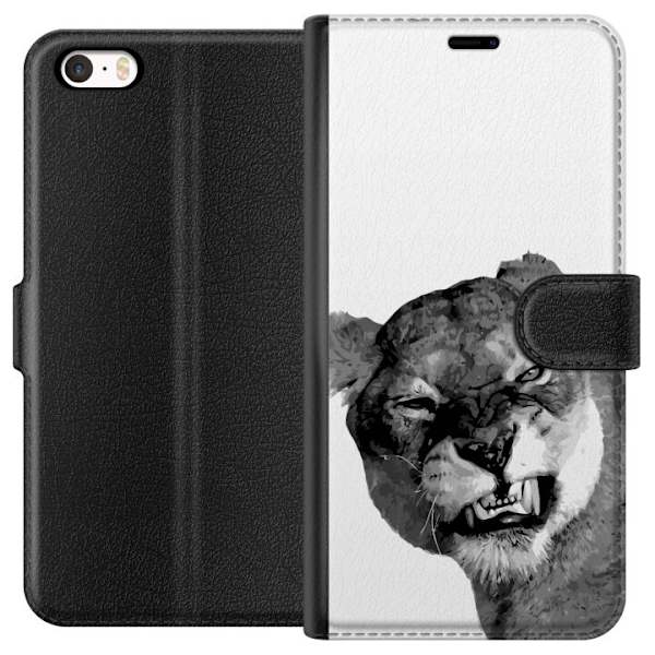Apple iPhone SE (2016) Tegnebogsetui Løve Kunstnerisk Dyremotiv Afrikansk Stil Jungle Følelse Grafisk Design Hjemmedekoration Dyr Tema