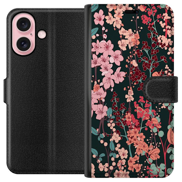Apple iPhone 16 Plånboksfodral Blommor