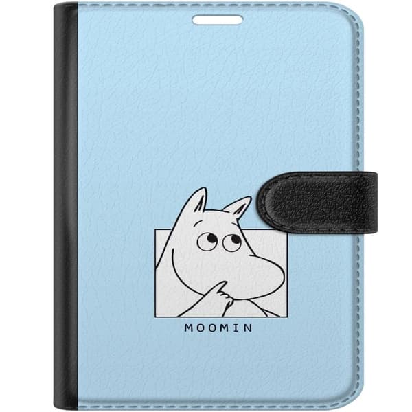 Kompatibel Tegnebogsetui til Apple iPhone Duo Mumitrolden i sort-hvid illustration mod lyseblå baggrund blå