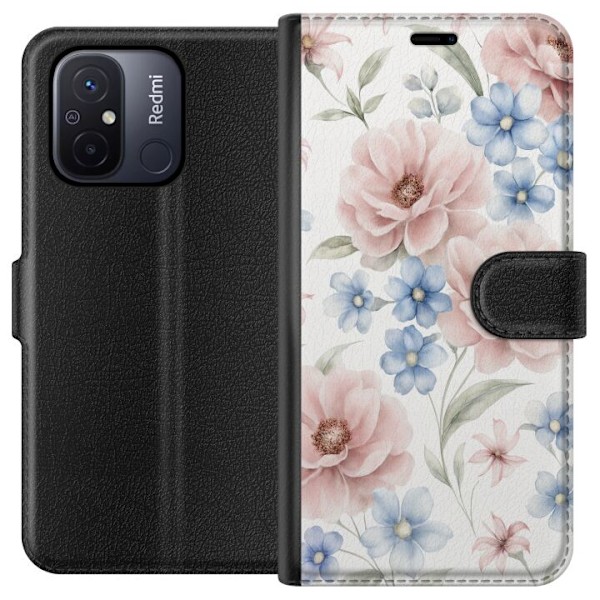 Xiaomi Redmi 12C Lompakkokotelo Romanttiset kukat