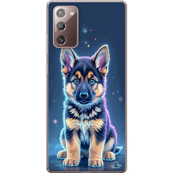 Kompatibelt Mobildeksel til Samsung Galaxy Note20 Neonlyst schäfervalp med blå og lilla lys-effekter blå