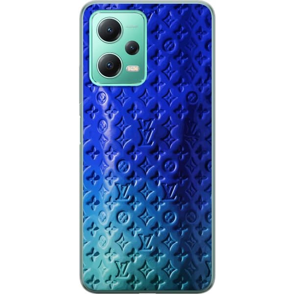 Kompatibelt Mobildeksel til Xiaomi Redmi Note 12 Blått luksuriøst monogrammønster med elegant preget tekstur blå