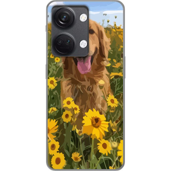 OnePlus Nord 3 Genomskinligt Skal Golden Retriever Solrosfält Hundmotiv Natur Sommar Design Populärt Hundras Familjefavorit
