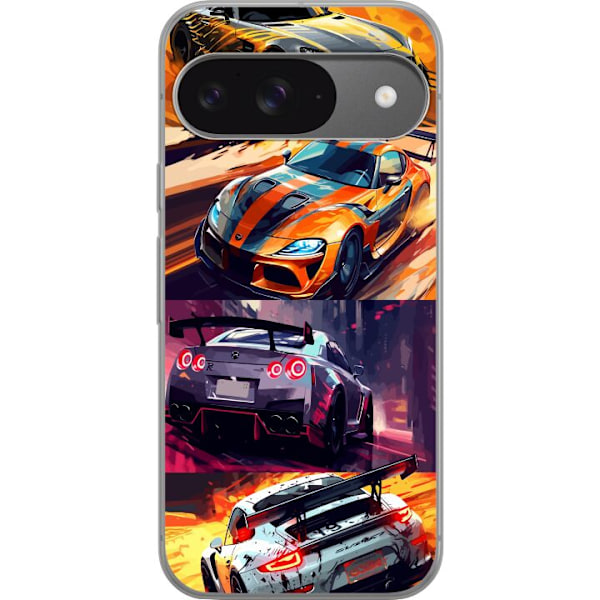 Google Pixel 9 Läpinäkyvä kuori Ralli kuume - vauhdikas teema ralliautoilla